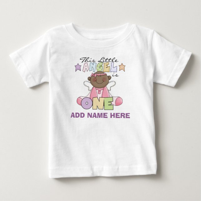 Ange personnalisé fille 1er Anniversaire Tshirt (Devant)