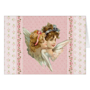 Ange sur le fond fleuri rose