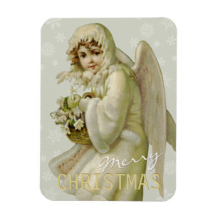 Ange vintage d'hiver CC0618 Magnet de Noël