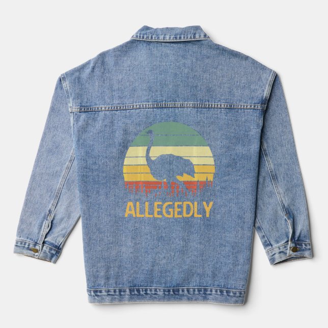 Angeblich Ostrich Funny Retro Funny Flightless Bir Jeansjacke (Rückseite)