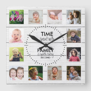 Angebot der Produktreihe White Wood 12 Foto Templa Quadratische Wanduhr