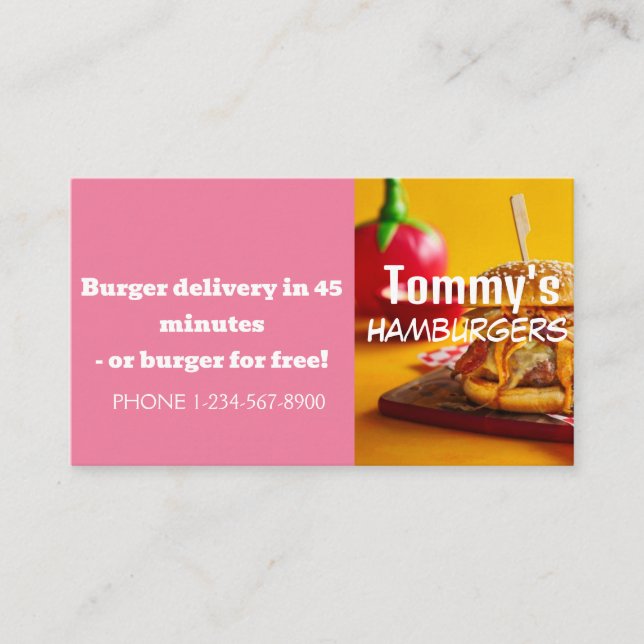 Angebot für Hamburger Lieferermäßigung Visitenkarte (Vorderseite)