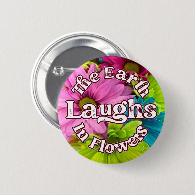 Angebotsschaltfläche - Die Erde lacht in Blume Button (Vorne & Hinten)