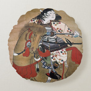 Angebrachte Samurais Rundes Kissen