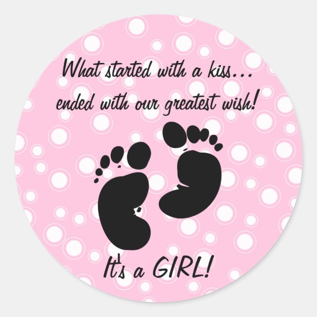 Angefangen mit einem Kiss Wish Pink Custom Runder Aufkleber (Vorderseite)