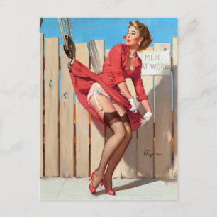Angehefteter Pin Up Postkarte