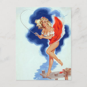 Angehefteter Pin Up Postkarte
