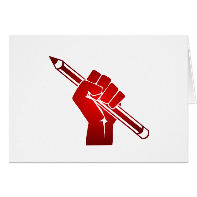 Angehobene Faust, die Bleistift hält (Vorderseite (Horizontal))