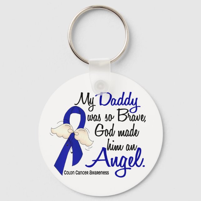 Angel 2 Daddy Colon Cancer Schlüsselanhänger (Vorderseite)