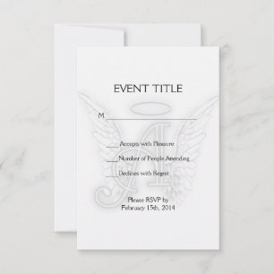 Angel Alphabet A Initial Latter Wings Halo RSVP Karte