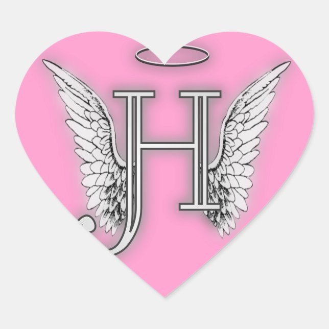 Angel Alphabet H Initial Latter Wings Halo Herz-Aufkleber (Vorderseite)