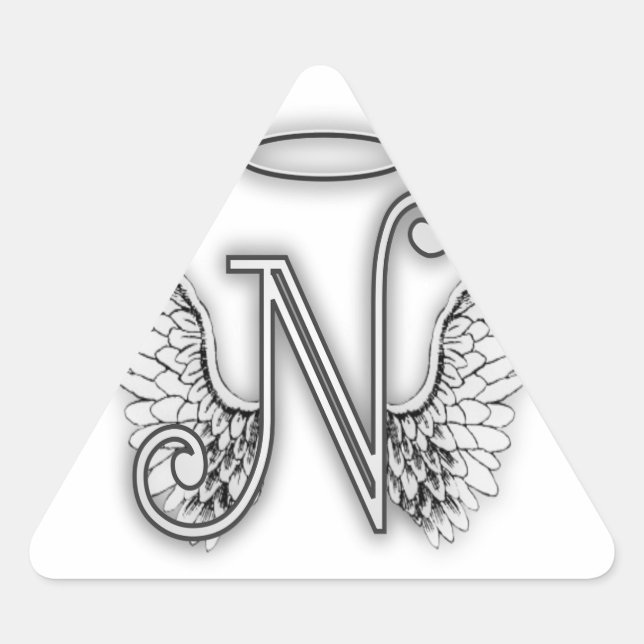 Angel Alphabet O Initial Letter Wings Halo Dreieckiger Aufkleber (Vorderseite)