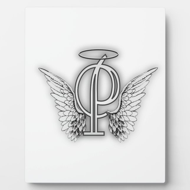 Angel Alphabet P Initial Letter Wings Halo Fotoplatte (Vorderseite)