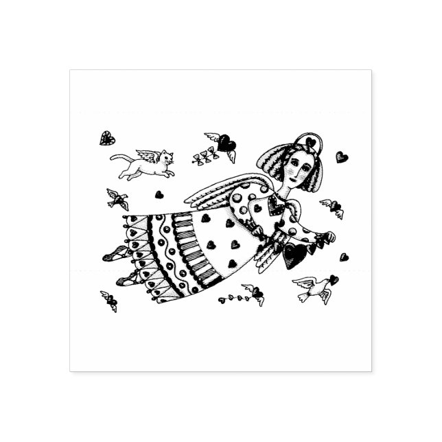 ANGEL AN HÖRERN UND KÜCHE RUBBER-BRIEFMARKE *Maßge Gummistempel (Prägung)