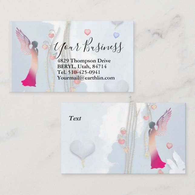 Angel and Hearts Business Card Visitenkarte (Vorne/Hinten)