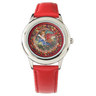 Angel-Ansammlung-Blume in der Roten Blütenkrone de Armbanduhr