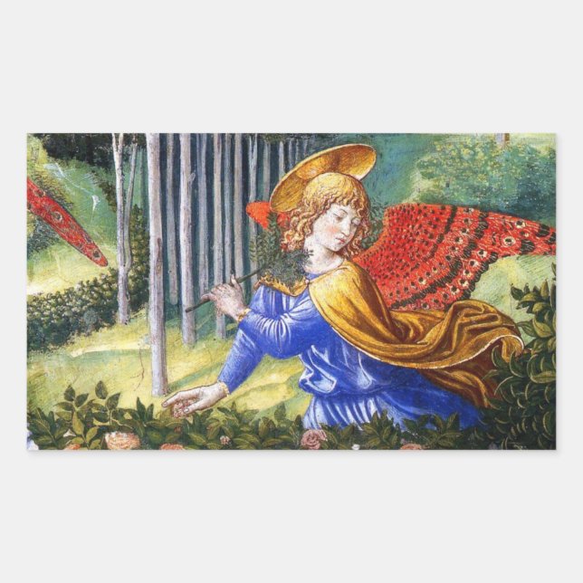 Angel Ansammlung Blume in einer Himmlischen Landsc Rechteckiger Aufkleber (Vorderseite)
