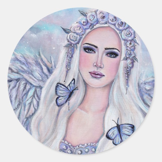 Angel Art Ein neuer Anfang von Renee Lavoie Runder Aufkleber (Vorderseite)