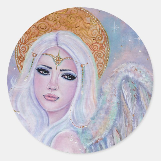 Angel art Evangelina von Renee Lavoie Runder Aufkleber (Vorderseite)