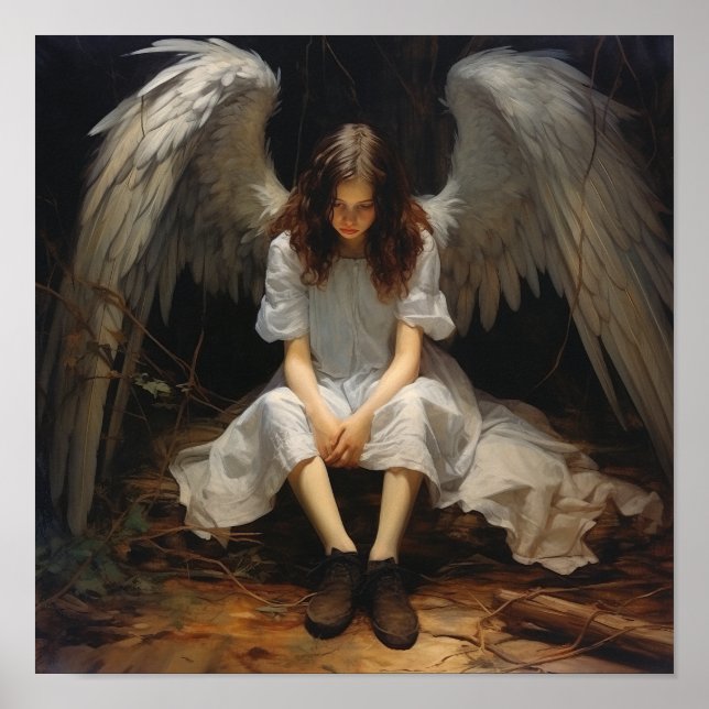 Angel assis au sol - Poster serein avec personnage (Devant)