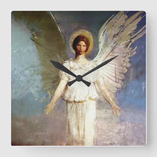 "Angel at Noon" von Abbott Thayer Quadratische Wanduhr (Vorderseite)