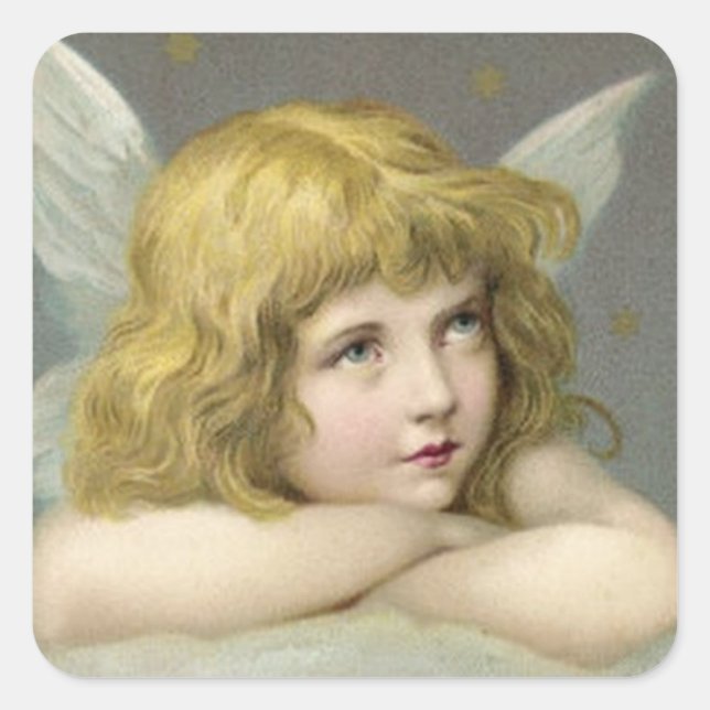 Angel auf der Cloud Quadratischer Aufkleber (Vorderseite)