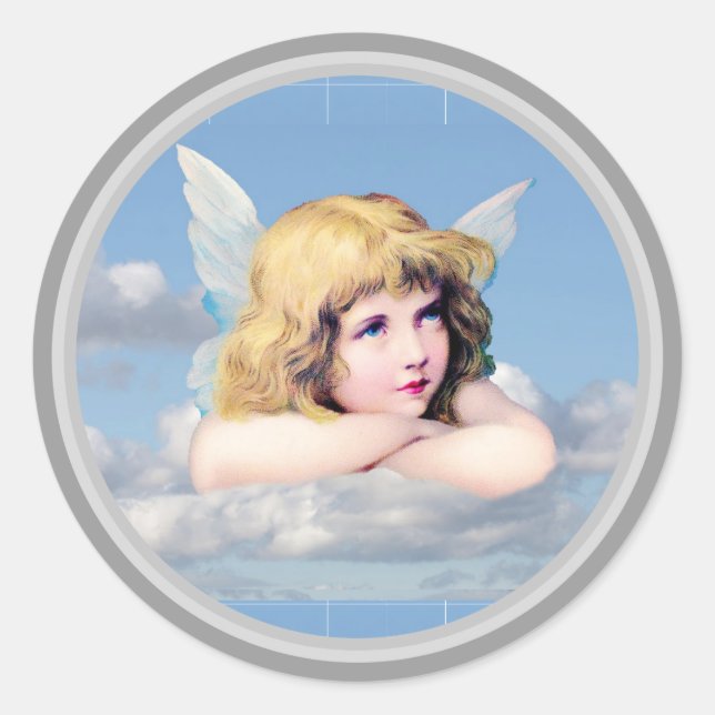 Angel auf einer Wolke Runder Aufkleber (Vorderseite)