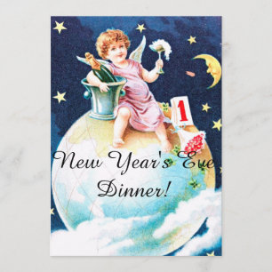 Angel auf Erden mit Blume Silvester Party Einladung