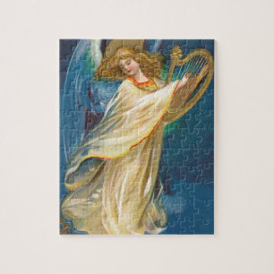 Angel auf Harfe spielen