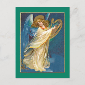 Angel auf Harfe spielen Postkarte