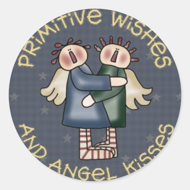 Angel-Aufkleber für primitive Länder Runder Aufkleber (Vorderseite)