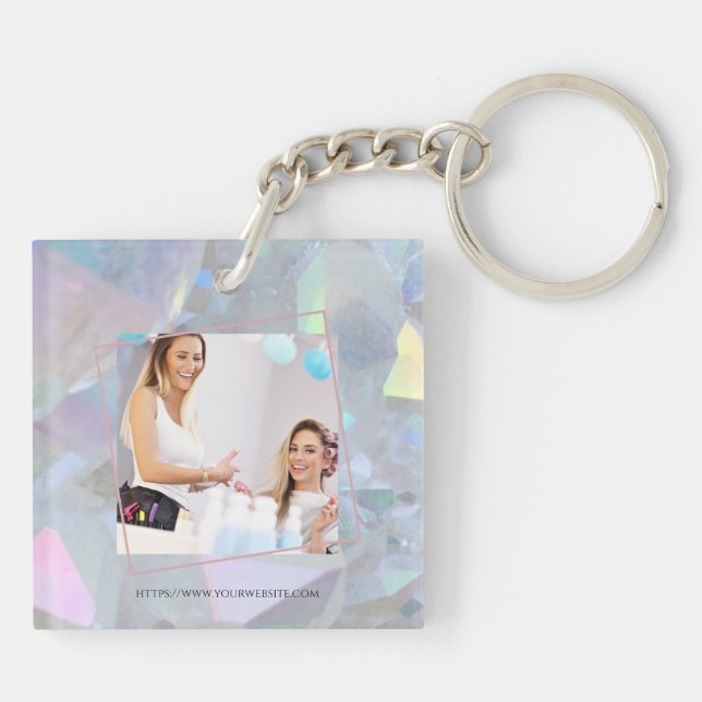 Angel Aura Quartz | Moderner Business Foto Schlüss Schlüsselanhänger (Rückseite)