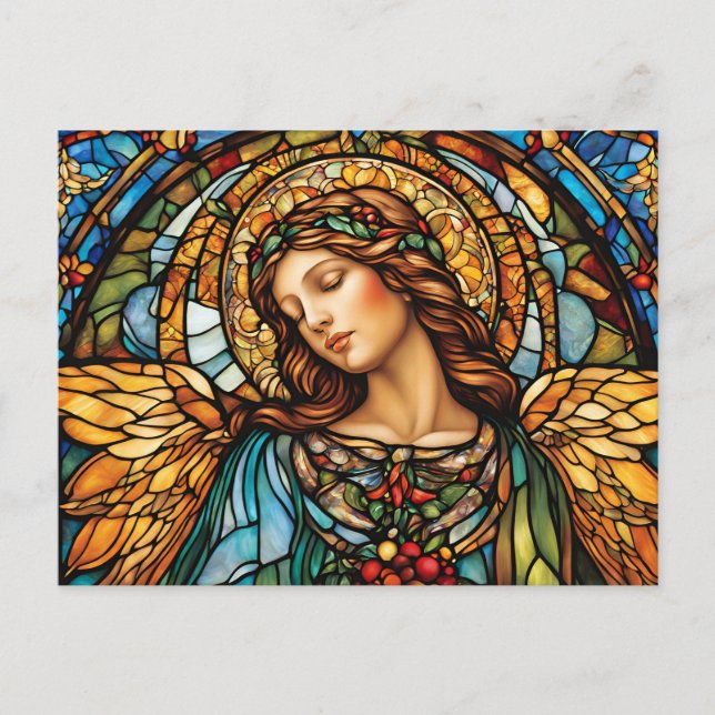 Angel aus gefestigtem Glas mit Flügeln Postkarte (Vorderseite)