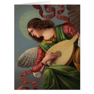 Angel avec une carte de voeux volante