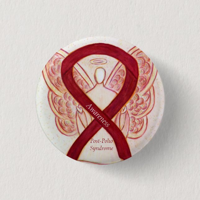 Angel Awareness Ribbon-Buttone nach dem Polio-Synd Button (Vorderseite)