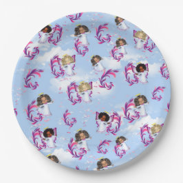 Angel Baby Girls fliegen unter Wolken Pappteller