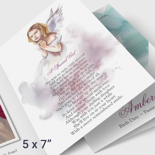 Angel Beileid Gedenkfeier Dankeschön Karten (Watercolor Angel Memorial Sympathy Bereavement Thank You Card)