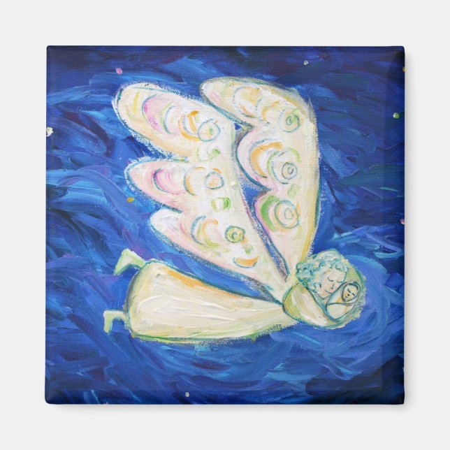 Angel blanc et Magnets de bébé dormant (Devant)