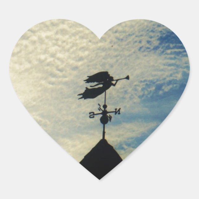 Angel BLOWING HORN WEATHER VANE Herz-Aufkleber (Vorderseite)