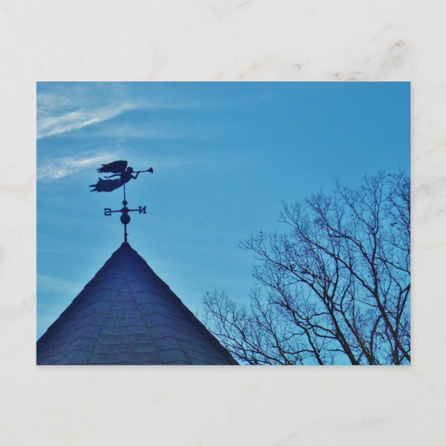 Angel BLOWING HORN WEATHER VANE Postkarte (Vorderseite)