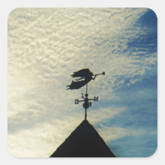 Angel BLOWING HORN WEATHER VANE Quadratischer Aufkleber