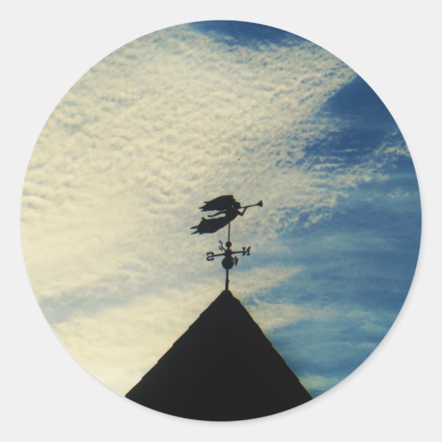Angel BLOWING HORN WEATHER VANE Runder Aufkleber (Vorderseite)