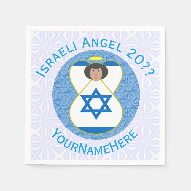 Angel Blue White Personalisiert Serviette (Vorderseite)