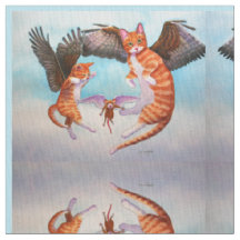 Angel Cat and Mouse Game Fabric Mirror Design