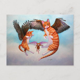 Angel Cat and Mouse Game Postkarte