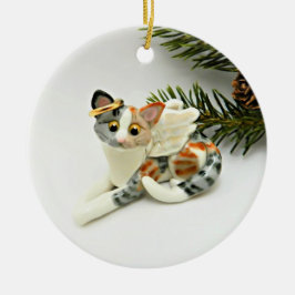 Angel Cat Calico Tabby Keramik Ornament