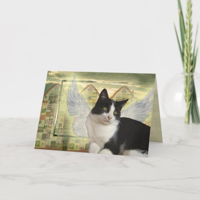 Angel Cat Card | Mit tiefstem Beileid Karte (Vorderseite)