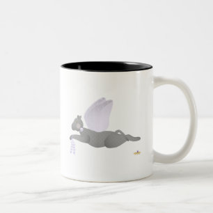 Angel Cat Dark Gray Lila Rose Zweifarbige Tasse