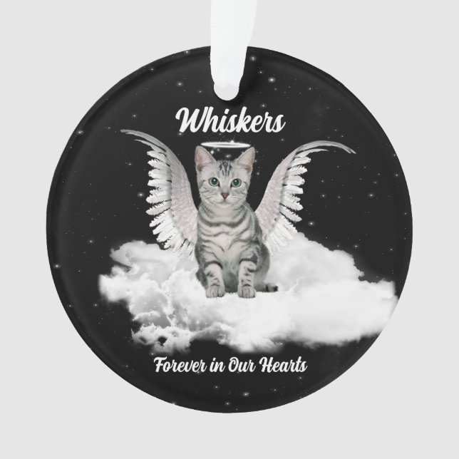 Angel Cat Pet Memorial Erinnerung Foto Ornament (Vorderseite)