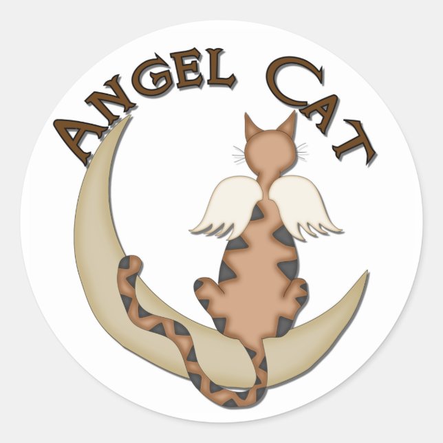Angel Cat Runder Aufkleber (Vorderseite)